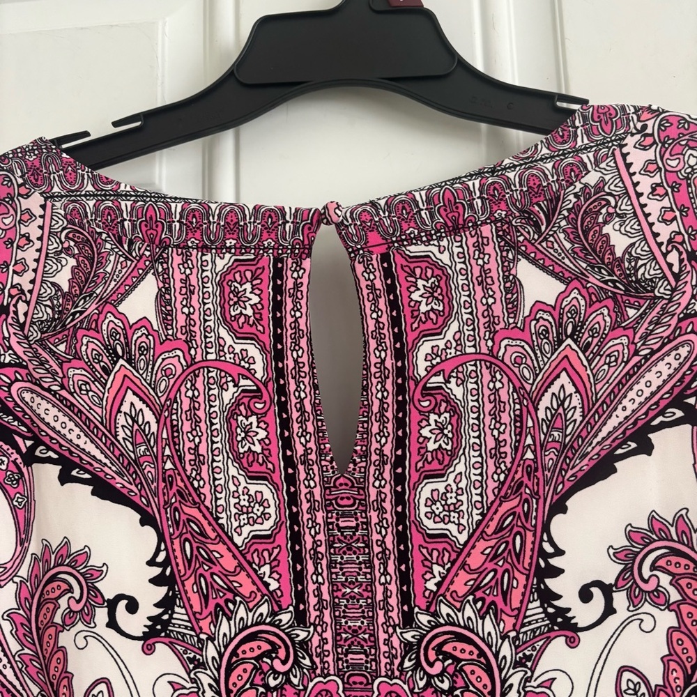 NWT INC Int. Concepts Sleeveless Pink/White Paisley Print Maxi Dress, Size 2X - Picture 10 of 14
